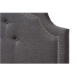 Bowery Hill Fabric Upholstered Full Headboard with Silver Nail Heads in Gray