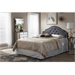 Bowery Hill Fabric Upholstered Full Headboard with Silver Nail Heads in Gray