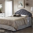 Bowery Hill Fabric Upholstered Full Headboard with Silver Nail Heads in Gray