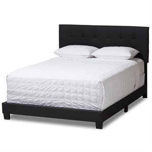 Bowery Hill Contemporary Queen Upholstered Panel Bed in Dark Gray