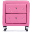 Bowery Hill Modern 2 Drawer Faux Leather Crystal Tufted Nightstand