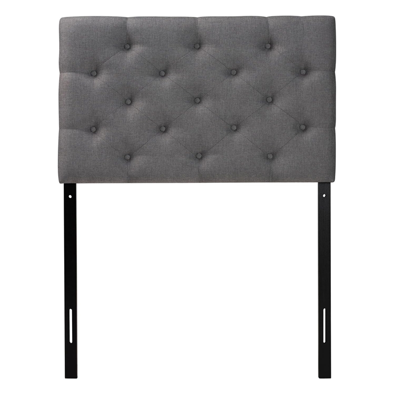 Bowery Hill Faux Modern Leather Upholstered Twin Headboard in Gray