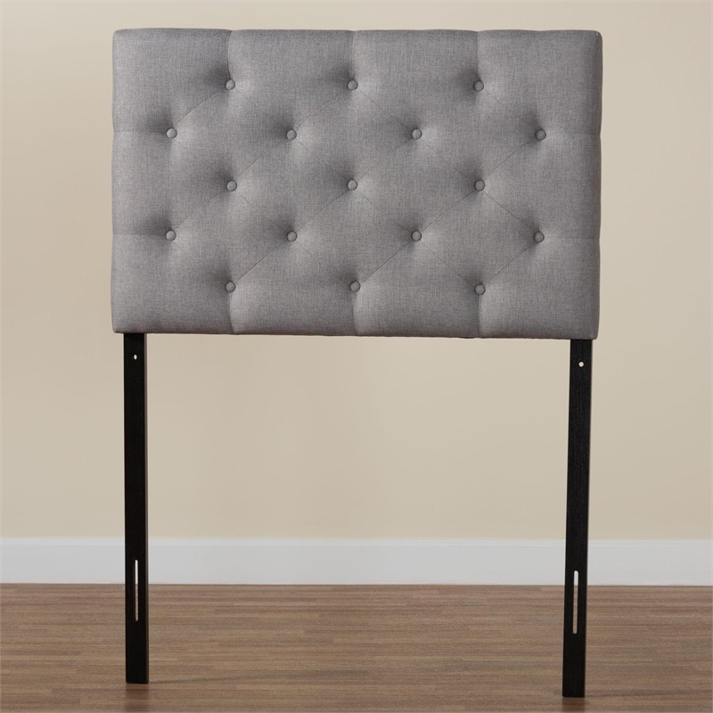 Bowery Hill Faux Modern Leather Upholstered Twin Headboard in Gray