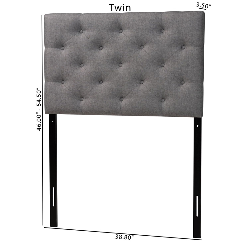 Bowery Hill Faux Modern Leather Upholstered Twin Headboard in Gray