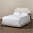 Bowery Hill ModernTufted Full Low Profile Bed in Light Beige