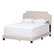 Bowery Hill Modern Fabric Tufted Queen Low Profile Bed in Light Beige