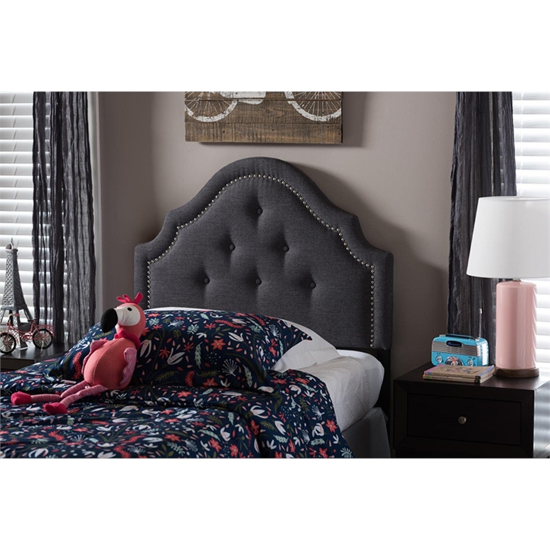 Bowery Hill Contemporary Upholstered Twin Headboard in Dark Gray