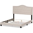 Bowery Hill Modern Fabric Tufted Queen Low Profile Bed in Light Beige