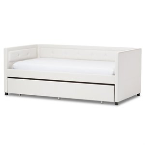 bowery hill contemporary 3 in 1 faux leather twin daybed