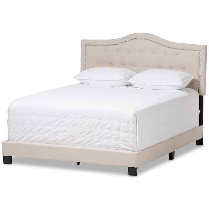 Bowery Hill Modern Tufted King Low Profile Bed in Light Beige