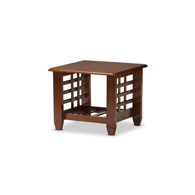 Bowery Hill Modern Wood End Table with Open Shelf in Cherry Brown