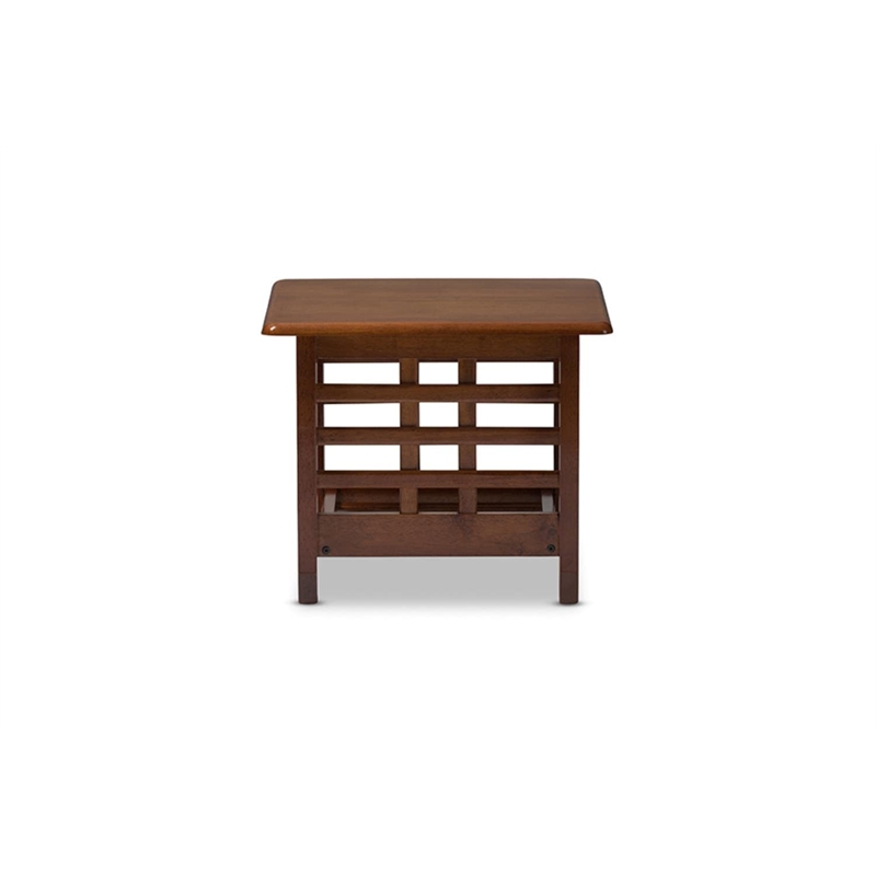 Bowery Hill Modern Wood End Table with Open Shelf in Cherry Brown