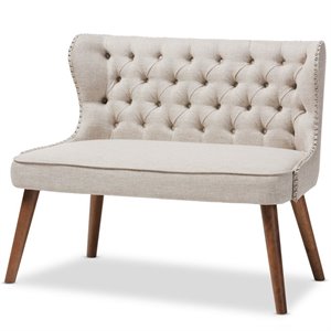 bowery hill mid-century upholstered 2-seater loveseat in brown