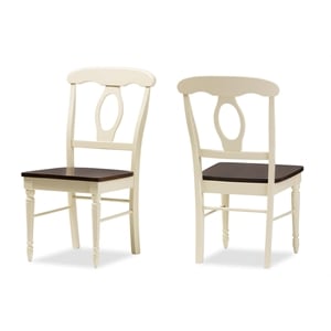 Bowery Hill Farmhouse Hardwood Cottage Dining Chair in Cream White (Set of 2)