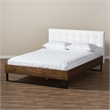 Bowery Hill Modern Wood Queen Platform Bed in White/Mahogany Brown