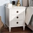 Bowery Hill Provincial Style Hardwood 3 Drawer Nightstand in Whitewashed