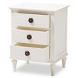 Bowery Hill Provincial Style Hardwood 3 Drawer Nightstand in Whitewashed