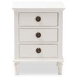 Bowery Hill Provincial Style Hardwood 3 Drawer Nightstand in Whitewashed