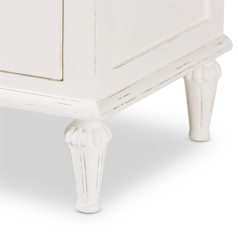 Bowery Hill Provincial Style Hardwood 3 Drawer Nightstand in Whitewashed