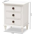 Bowery Hill Provincial Style Hardwood 3 Drawer Nightstand in Whitewashed