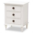 Bowery Hill Provincial Style Hardwood 3 Drawer Nightstand in Whitewashed
