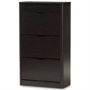 bowery hill contemporary 4 drawer shoe cabinet in black finish