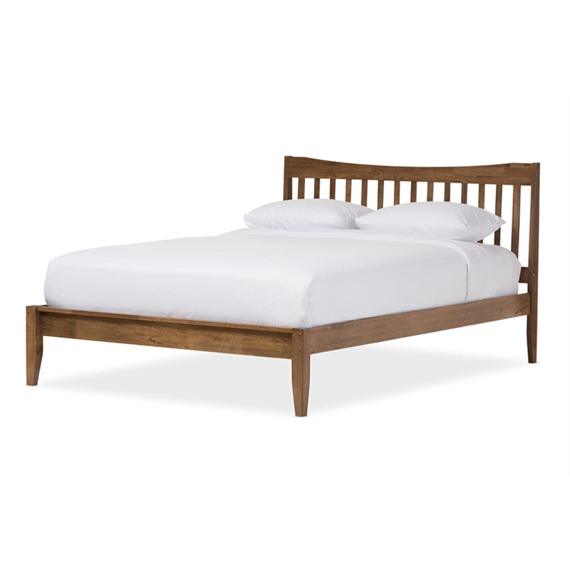 Bowery Hill Farmhouse Wood King Platform Bed with Tapered Legs in Walnut