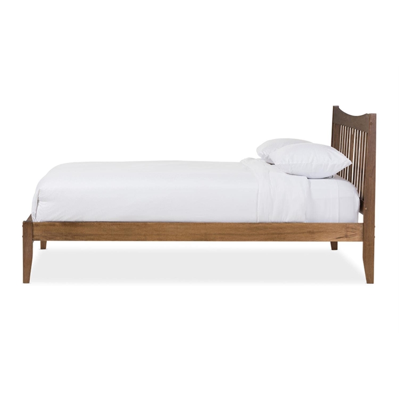 Bowery Hill Farmhouse Wood King Platform Bed with Tapered Legs in Walnut