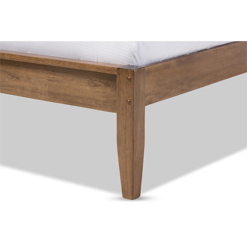 Bowery Hill Farmhouse Wood King Platform Bed with Tapered Legs in Walnut
