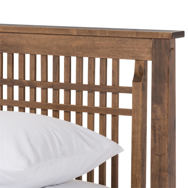 Bowery Hill Contemporary Hardwood Queen Platform Bed in Walnut