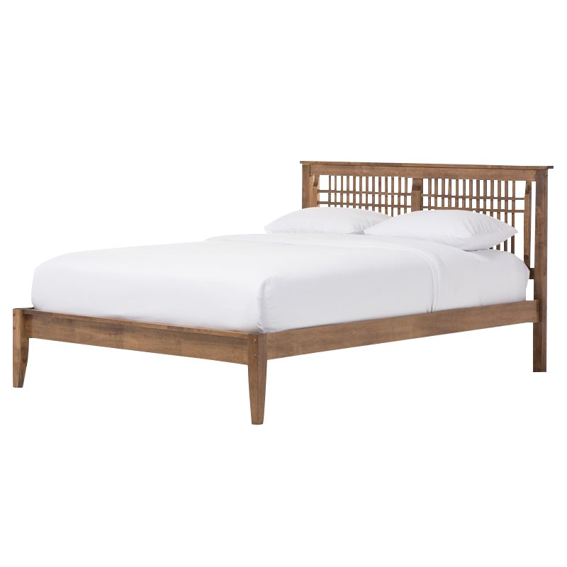 Bowery Hill Contemporary Hardwood Queen Platform Bed in Walnut