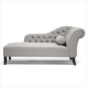 bowery hill contemporary faux leather chaise lounge in gray