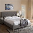Bowery Hill Contemporary Tufted King Platform Bed in Light Gray