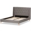 Bowery Hill Contemporary Tufted King Platform Bed in Light Gray