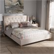 Bowery Hill Contemporary Tufted Queen Platform Bed in Light Beige