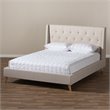 Bowery Hill Contemporary Tufted Queen Platform Bed in Light Beige