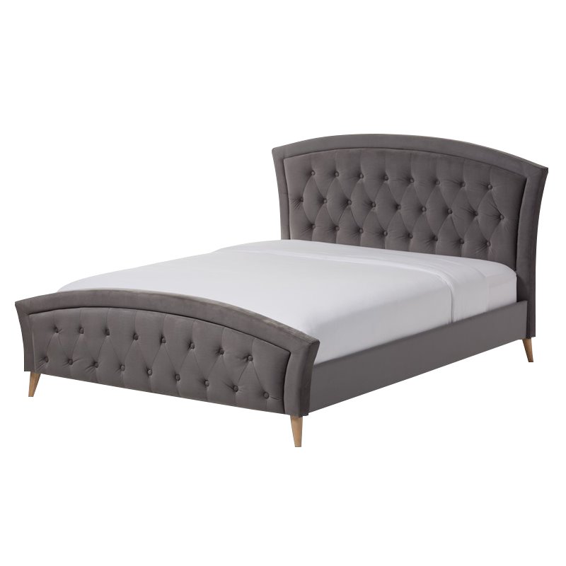Bowery Hill Contemporary Queen Platform Bed in Gray