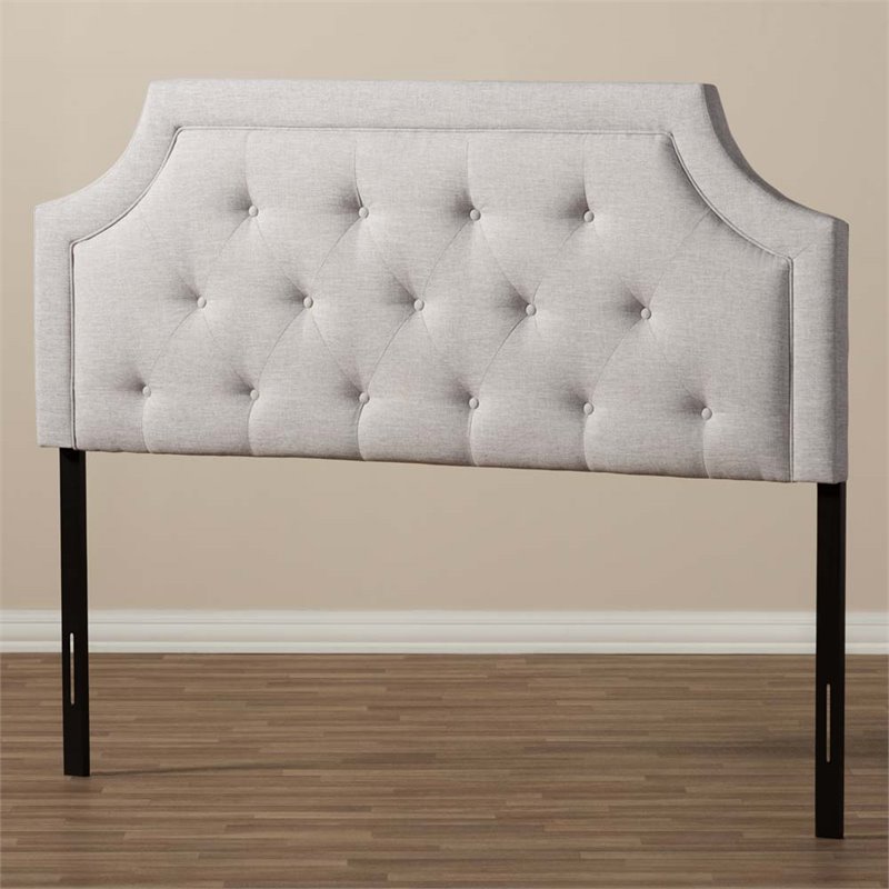 Bowery Hill Contemporary Fabric Tufted Queen Headboard in Gray