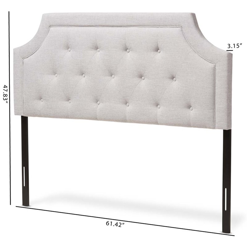 Bowery Hill Contemporary Fabric Tufted Queen Headboard in Gray