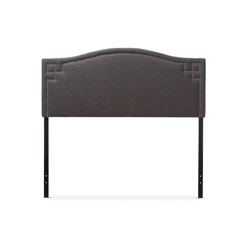 Bowery Hill Contemporary  Upholstered Queen Headboard in Dark Gray