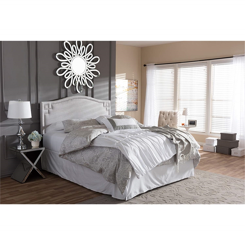 Bowery Hill Contemporary  Upholstered Queen Headboard in Dark Gray
