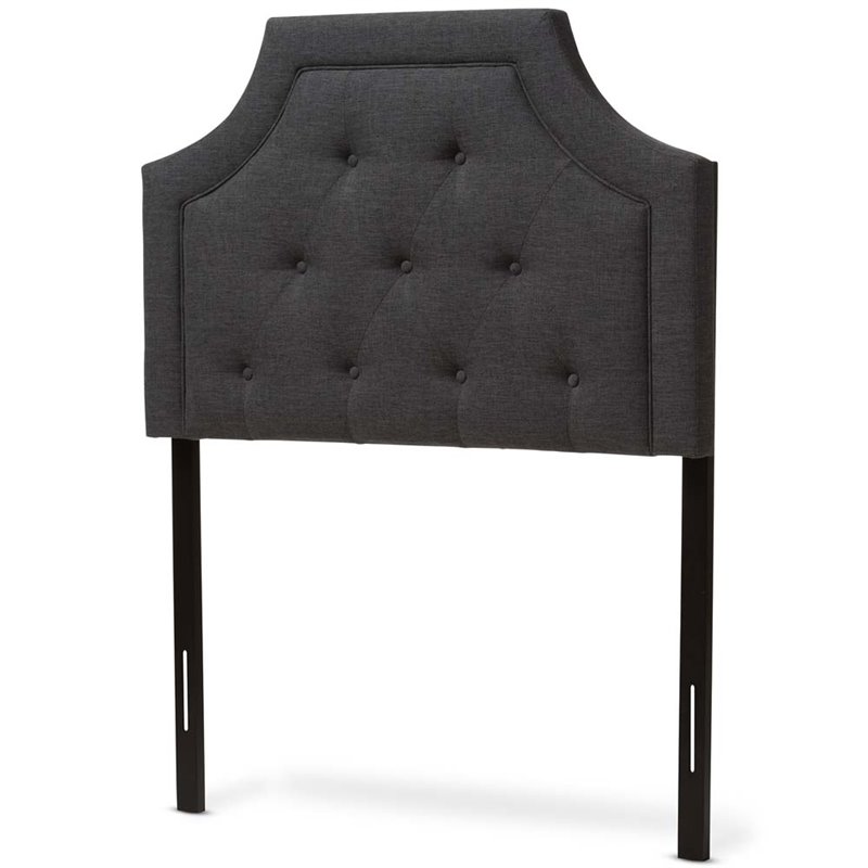 Bowery Hill Contemporary Fabric Tufted Twin Headboard in Dark Gray