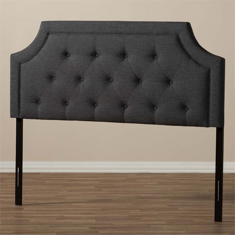 Bowery Hill Contemporary Fabric Tufted King Headboard in Gray