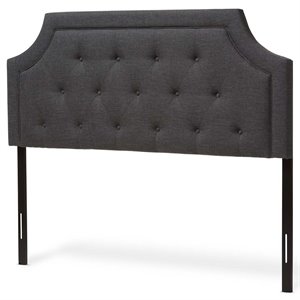 Bowery Hill Contemporary Fabric Tufted King Headboard in Gray