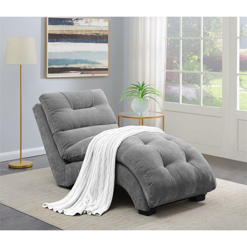 Bowery Hill Mid-Century Fabric Chaise Lounge