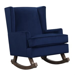 bowery hill mid-century wood glider in ink blue