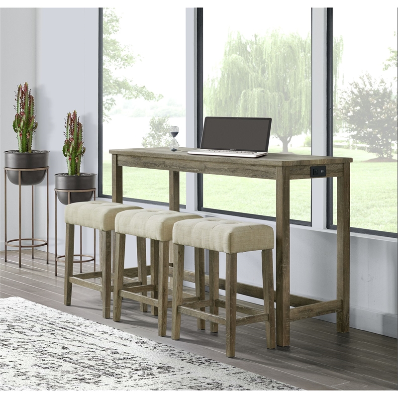 Bowery Hill Transitional Wood Brown Contemporary Multipurpose Bar Table Set