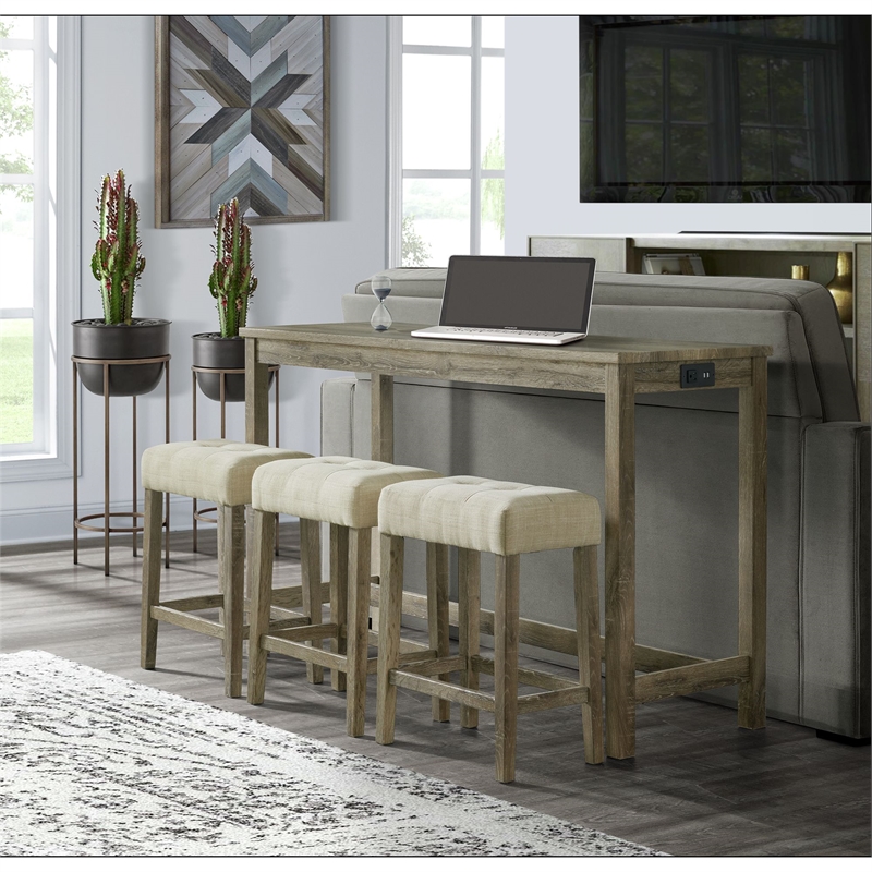 Bowery Hill Transitional Wood Brown Contemporary Multipurpose Bar Table Set