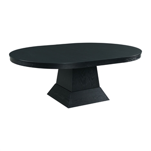 Bowery Hill Contemporary Oval Dining Table with 12&quot Leaves in Black