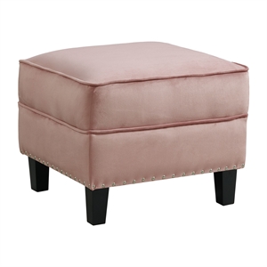 bowery hill contemporary ottoman in blush upholstery